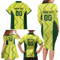 Australia Socceroos 2025 Family Matching Long Sleeve Bodycon Dress and Hawaiian Shirt Forever Golden - Wonder Print Shop