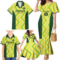 Australia Socceroos 2025 Family Matching Mermaid Dress and Hawaiian Shirt Forever Golden - Wonder Print Shop