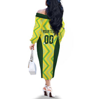 Australia Socceroos 2025 Family Matching Off The Shoulder Long Sleeve Dress and Hawaiian Shirt Forever Golden - Wonder Print Shop