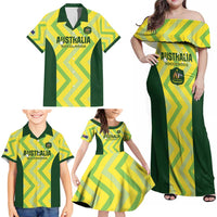 Australia Socceroos 2025 Family Matching Off Shoulder Maxi Dress and Hawaiian Shirt Forever Golden - Wonder Print Shop