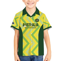 Australia Socceroos 2025 Family Matching Short Sleeve Bodycon Dress and Hawaiian Shirt Forever Golden - Wonder Print Shop