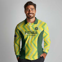 Australia Socceroos 2025 Long Sleeve Polo Shirt Forever Golden - Wonder Print Shop
