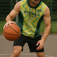 Australia Socceroos 2025 Sleeveless Hoodie Forever Golden - Wonder Print Shop