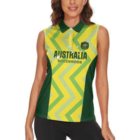 Australia Socceroos 2025 Women Sleeveless Polo Shirt Forever Golden - Wonder Print Shop