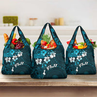 Fiji Masi Grocery Bag Fijian Hibiscus Tapa Sky Blue Version