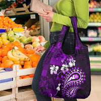 Fiji Masi Paisley Grocery Bag Fijian Hibiscus Tapa Purple Version