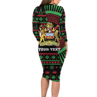 Personalized Malawi Christmas Long Sleeve Bodycon Dress Thompson Gazelle - African Pattern - Wonder Print Shop