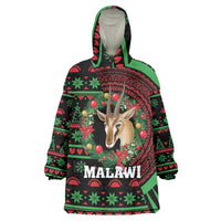 Personalized Malawi Christmas Wearable Blanket Hoodie Thompson Gazelle - African Pattern - Wonder Print Shop
