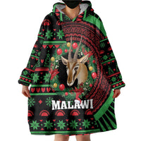 Personalized Malawi Christmas Wearable Blanket Hoodie Thompson Gazelle - African Pattern - Wonder Print Shop