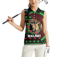 Personalized Malawi Christmas Women Sleeveless Polo Shirt Thompson Gazelle - African Pattern - Wonder Print Shop