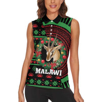 Personalized Malawi Christmas Women Sleeveless Polo Shirt Thompson Gazelle - African Pattern - Wonder Print Shop