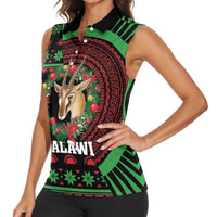 Personalized Malawi Christmas Women Sleeveless Polo Shirt Thompson Gazelle - African Pattern - Wonder Print Shop