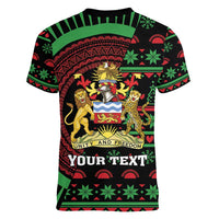 Personalized Malawi Christmas Women V-Neck T-Shirt Thompson Gazelle - African Pattern - Wonder Print Shop