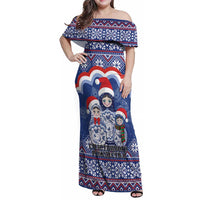 Russia Christmas Family Matching Off Shoulder Maxi Dress and Hawaiian Shirt Santa Matryoshka Doll - Wonder Print Shop
