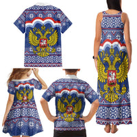 Russia Christmas Family Matching Tank Maxi Dress and Hawaiian Shirt Santa Matryoshka Doll - Wonder Print Shop