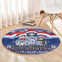 Russia Christmas Round Carpet Santa Matryoshka Doll