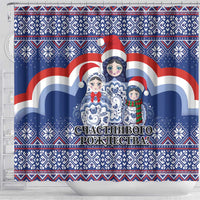 Russia Christmas Shower Curtain Santa Matryoshka Doll