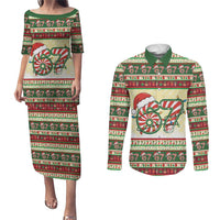 67 Six Seven Funny Meme Christmas Couples Matching Puletasi and Long Sleeve Button Shirt Funny Xmas - Wonder Print Shop