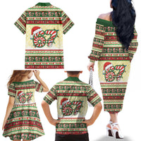 67 Six Seven Funny Meme Christmas Family Matching Off The Shoulder Long Sleeve Dress and Hawaiian Shirt Funny Xmas - Wonder Print Shop