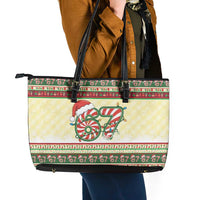 67 Six Seven Funny Meme Christmas Leather Tote Bag Funny Xmas - Wonder Print Shop