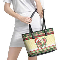 67 Six Seven Funny Meme Christmas Leather Tote Bag Funny Xmas - Wonder Print Shop