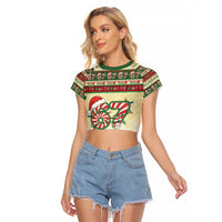 67 Six Seven Funny Meme Christmas Raglan Cropped T Shirt Funny Xmas - Wonder Print Shop