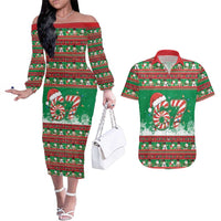 67 Six Seven Funny Meme Christmas Couples Matching Off The Shoulder Long Sleeve Dress and Hawaiian Shirt Funny Xmas - Wonder Print Shop