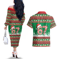 67 Six Seven Funny Meme Christmas Couples Matching Off The Shoulder Long Sleeve Dress and Hawaiian Shirt Funny Xmas - Wonder Print Shop
