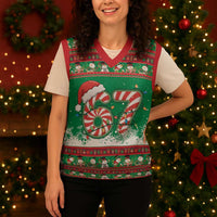 67 Six Seven Funny Meme Christmas Knitted V-Neck Vest Funny Xmas - Wonder Print Shop