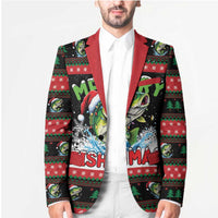 Fishing Christmas Merry Fishmas Blazer We Wish You A Merry Fishmas - Wonder Print Shop