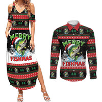 Fishing Christmas Merry Fishmas Couples Matching Summer Maxi Dress and Long Sleeve Button Shirt We Wish You A Merry Fishmas - Wonder Print Shop