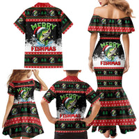 Fishing Christmas Merry Fishmas Family Matching Mermaid Dress and Hawaiian Shirt We Wish You A Merry Fishmas - Wonder Print Shop