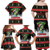 Fishing Christmas Merry Fishmas Family Matching Off Shoulder Maxi Dress and Hawaiian Shirt We Wish You A Merry Fishmas - Wonder Print Shop