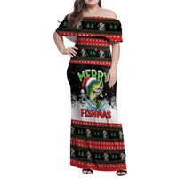 Fishing Christmas Merry Fishmas Family Matching Off Shoulder Maxi Dress and Hawaiian Shirt We Wish You A Merry Fishmas - Wonder Print Shop
