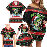 Fishing Christmas Merry Fishmas Family Matching Off Shoulder Short Dress and Hawaiian Shirt We Wish You A Merry Fishmas - Wonder Print Shop
