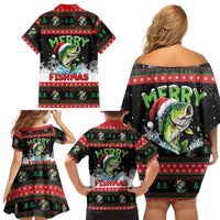 Fishing Christmas Merry Fishmas Family Matching Off Shoulder Short Dress and Hawaiian Shirt We Wish You A Merry Fishmas - Wonder Print Shop