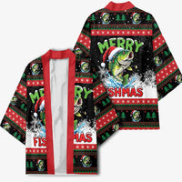Fishing Christmas Merry Fishmas Kimono We Wish You A Merry Fishmas - Wonder Print Shop
