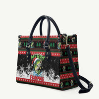 Fishing Christmas Merry Fishmas Leather Bag We Wish You A Merry Fishmas - Wonder Print Shop