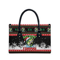 Fishing Christmas Merry Fishmas Leather Bag We Wish You A Merry Fishmas - Wonder Print Shop