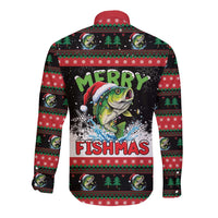 Fishing Christmas Merry Fishmas Long Sleeve Button Shirt We Wish You A Merry Fishmas - Wonder Print Shop