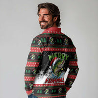 Fishing Christmas Merry Fishmas Long Sleeve Polo Shirt We Wish You A Merry Fishmas - Wonder Print Shop