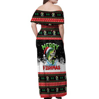 Fishing Christmas Merry Fishmas Off Shoulder Maxi Dress We Wish You A Merry Fishmas - Wonder Print Shop