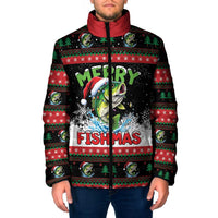Fishing Christmas Merry Fishmas Padded Jacket We Wish You A Merry Fishmas - Wonder Print Shop