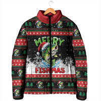 Fishing Christmas Merry Fishmas Padded Jacket We Wish You A Merry Fishmas - Wonder Print Shop