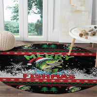 Fishing Christmas Merry Fishmas Round Carpet We Wish You A Merry Fishmas - Wonder Print Shop