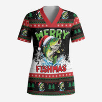 Fishing Christmas Merry Fishmas Scrub Top We Wish You A Merry Fishmas - Wonder Print Shop