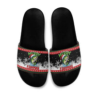 Fishing Christmas Merry Fishmas Slide Sandals We Wish You A Merry Fishmas - Wonder Print Shop