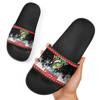 Fishing Christmas Merry Fishmas Slide Sandals We Wish You A Merry Fishmas - Wonder Print Shop
