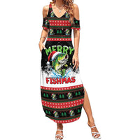 Fishing Christmas Merry Fishmas Summer Maxi Dress We Wish You A Merry Fishmas - Wonder Print Shop