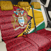 Guyana Republic Day Back Car Seat Cover Coat Of Arms Leopard Pattern - Wonder Print Shop